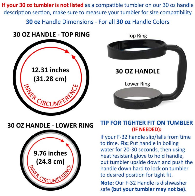 F-32 Handle - 19 COLORS - 30oz Size - Compatible with 30 oz YETI and 30 oz. OZARK TRAIL Tumbler Travel Mug (30OZ, PRETTY PINK) - Image 4